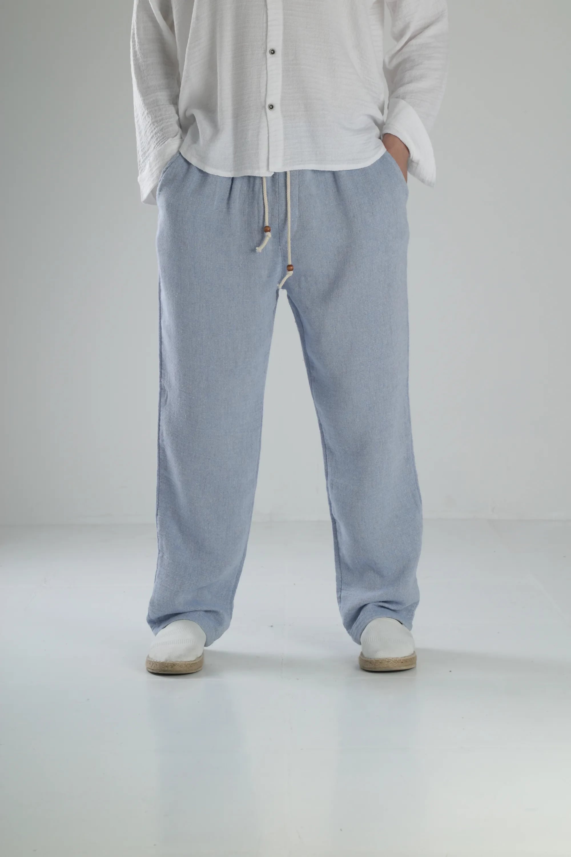 Peskun Linen Baggy Pants - Blue