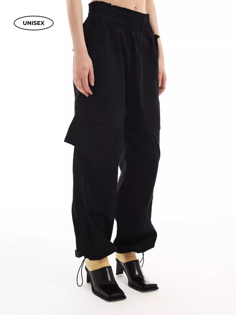 Wide Black Cargo Pants "Romanticism"