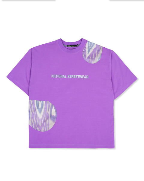 Oversized Purple T-Shirt with Purple and Blue Adras Pattern