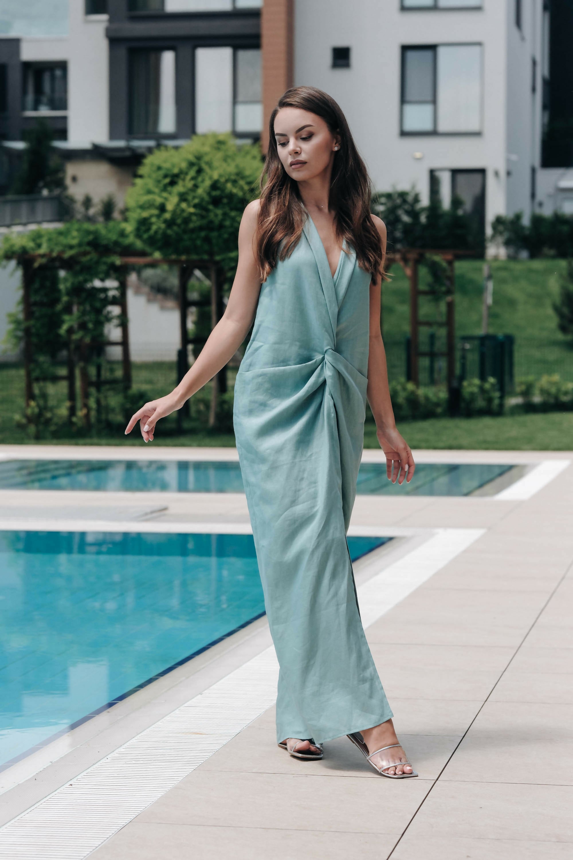 Rosché Mint Mirage Linen Dress