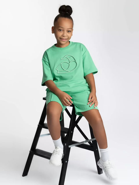 Kids OS Cotton T-Shirt with 3D Embroidery Green