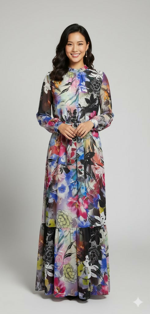 NARE MULTI CHIFFON DRESS