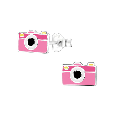 Pink Camera Stud Earrings