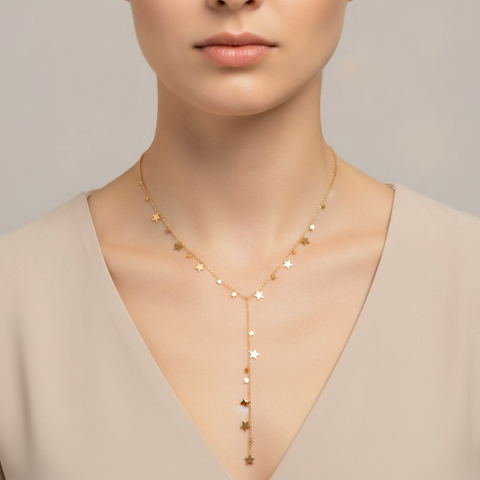 Leaf Charm Lariat Necklace