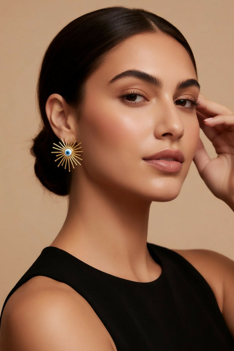 Evil Eye Circle Handmade Earrings