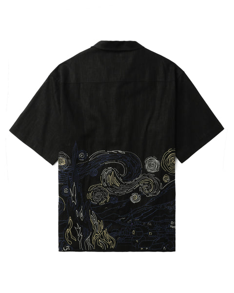 Logo Embroidered Van Gogh Shirt in Black