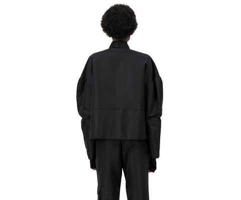 BLACK NYLON JACKET WITH DETTACHABLE SLEEVES