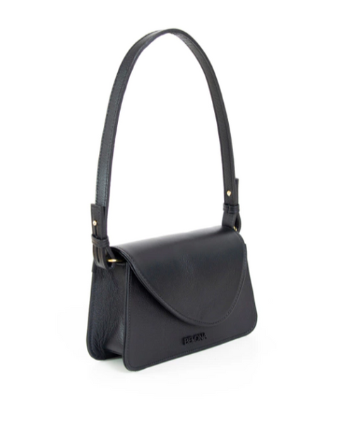 AURA BLACK LEATHER SHOULDER BAG