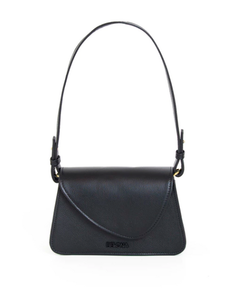 AURA BLACK LEATHER SHOULDER BAG