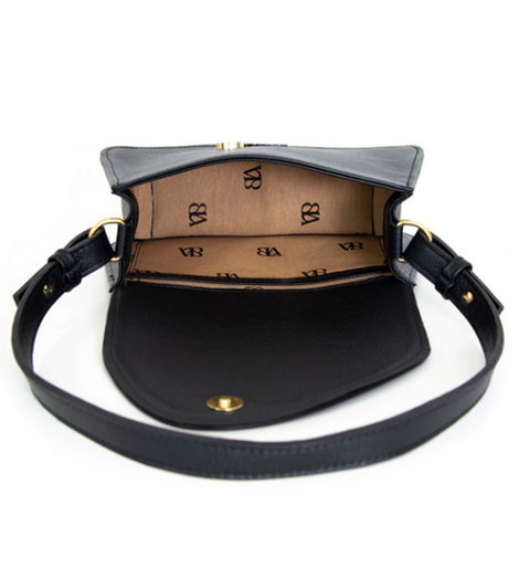 AURA BLACK LEATHER SHOULDER BAG