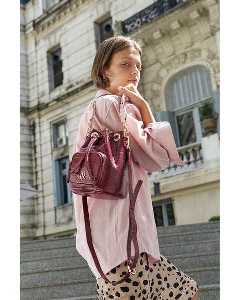 Fuchsia Pink Leather Bucketbag CAMILLE
