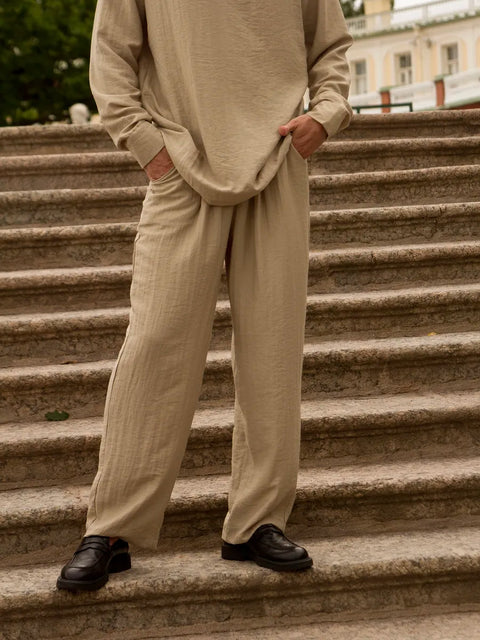 Men's Linen Suit Khaki