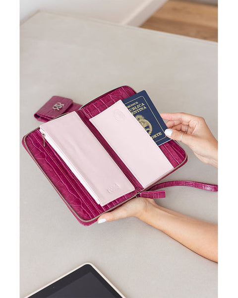 GINEVRA PINK LEATHER DOCUMENT HOLDER