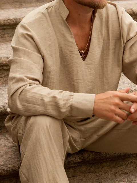 Men's Linen Suit Khaki