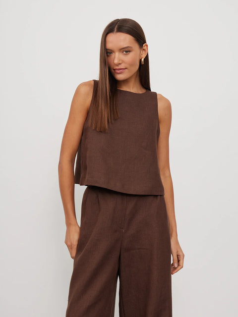 Cropped A-Line Linen Top