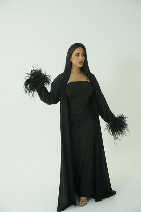 AMK COUTURE Abaya Black Panther Feather