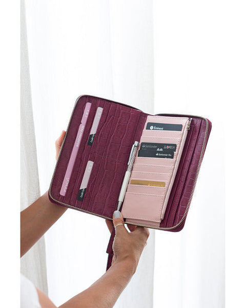 GINEVRA PINK LEATHER DOCUMENT HOLDER