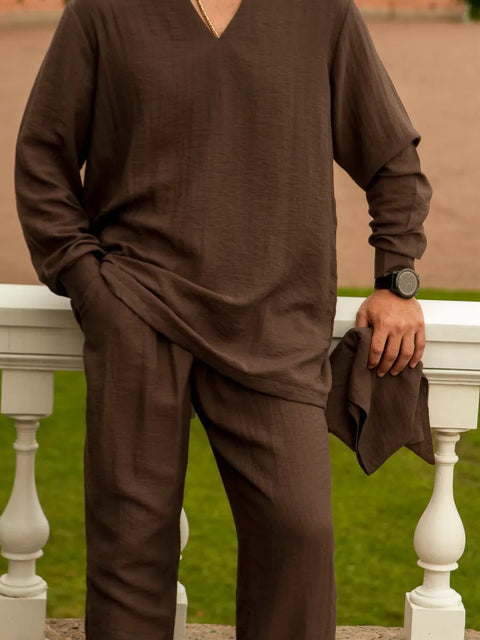 Men's Linen Suit Brown