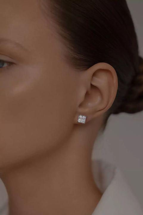 Earstuds With Cubic Zirconia Princess Cut