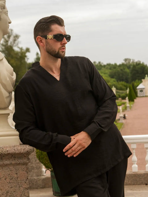 Men's Linen Suit Black