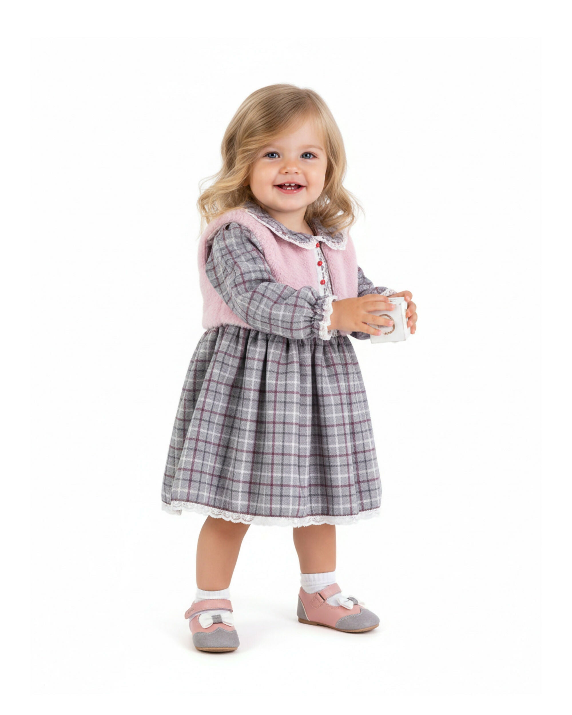 BOMBILI Girls 2-piece set (drees,jacket) - Burgundy