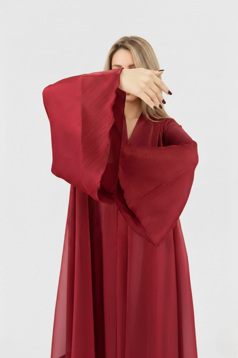 Arenya Crimson Aerobin Abaya with Matching Scarf