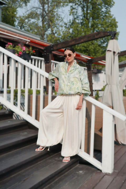 Viscose Trousers in Ecru