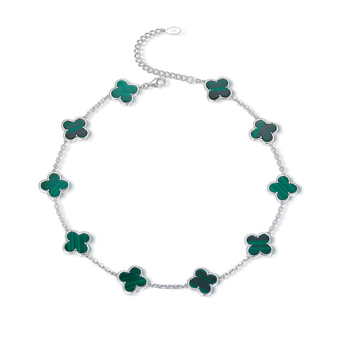 Necklace Clover with malachite V2