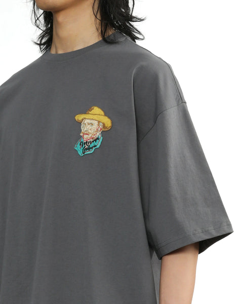 Van Gogh Embroidered T-shirt in Grey