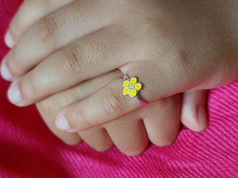 Yellow Flower Adjustable Ring