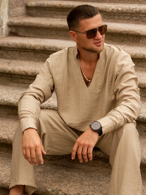 Men's Linen Suit Khaki