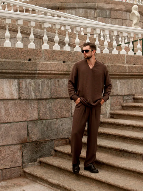 Men's Linen Suit Brown