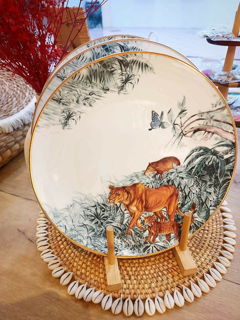 Hand-painted Jungle print Porcelain plates