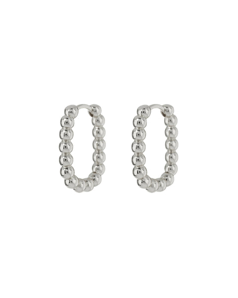 BEADED CHAIN LINK HUGGIES- SILVER