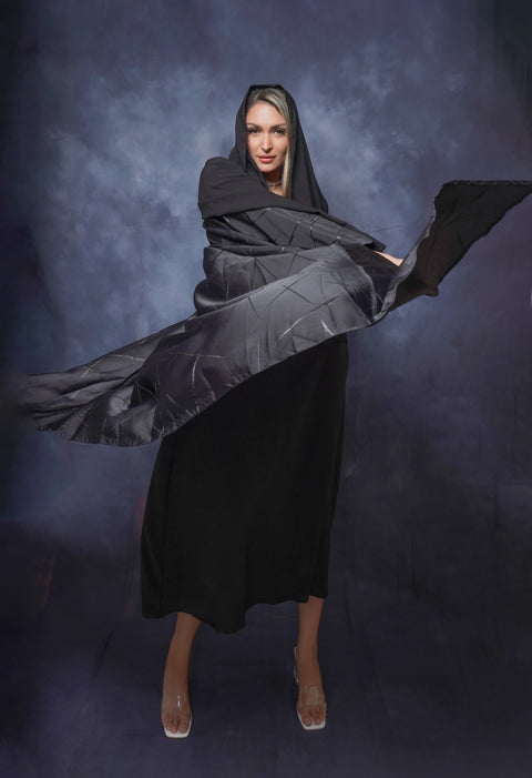 Elegant Modern women’s abaya consisting of three pieces decorated with scarf