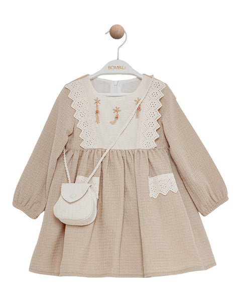 BOMBILI Girls Dress with a bag - Camel
