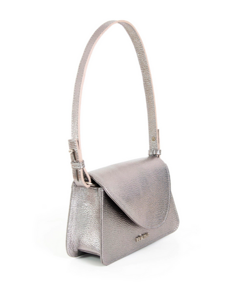 AURA SILVER LEATHER SHOULDER BAG