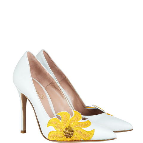 Sunflower in off-white high heels