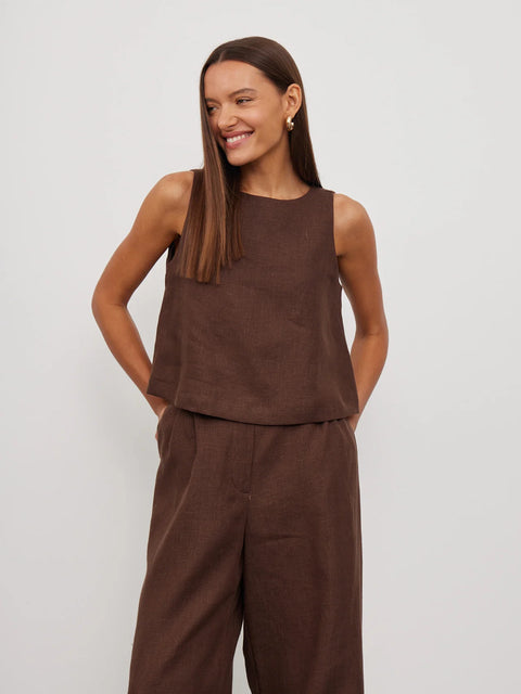 Cropped A-Line Linen Top