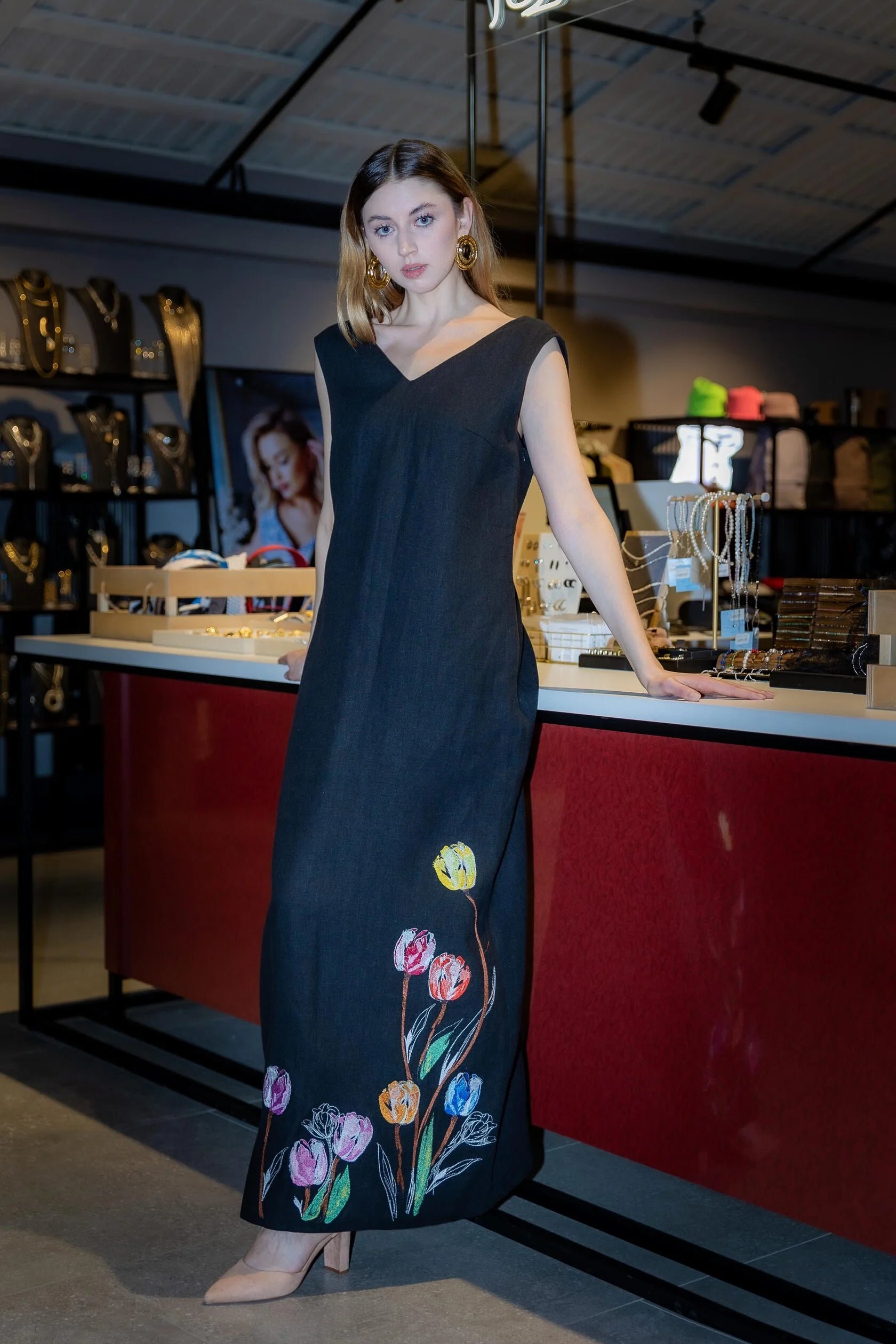 Maxi Dress with Tulips