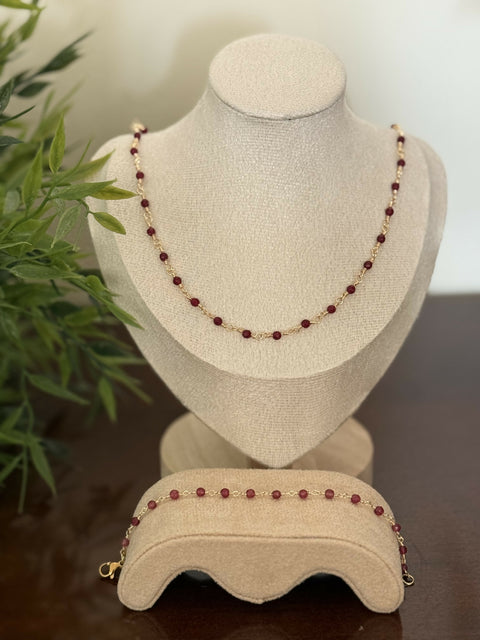 Red Natural stone jewelry set