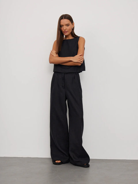 Cropped A-Line Linen Top