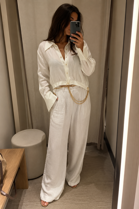 White shirt with gold chain