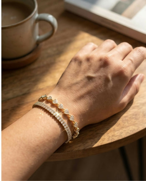 Chloe Stainless Steel Heart CZ Tennis Bracelet