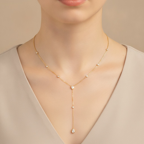 Classic Water Drop Circular Zircon O-Chain Y-Shaped