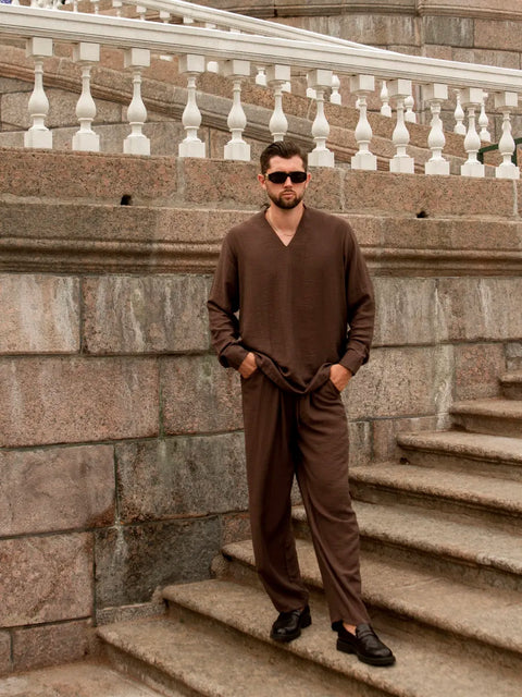Men's Linen Suit Brown