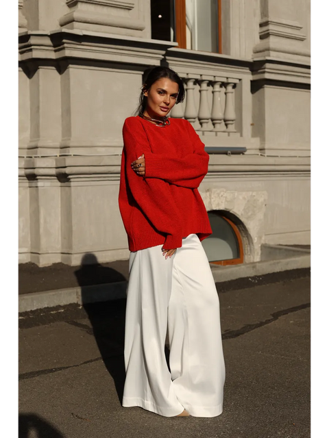 Silk Satin Palazzo Trousers White