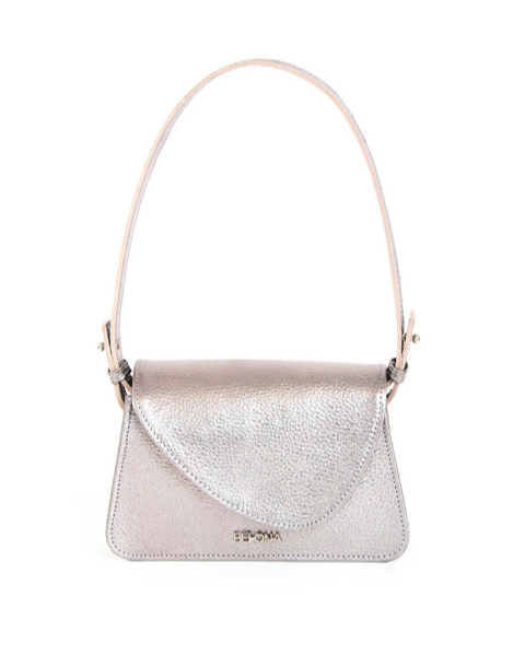 AURA SILVER LEATHER SHOULDER BAG