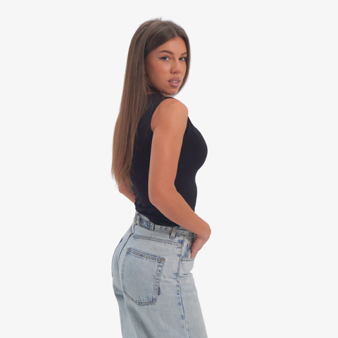 Emma - straight neckline top black