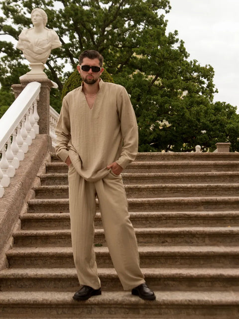 Men's Linen Suit Khaki